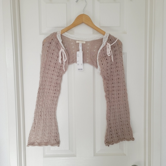 Urban Outfitters Crochet Shrug Tie Front Cardigan Size S/M - Picture 2 of 5